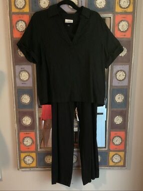 Universal Thread Black Straight linen pants set